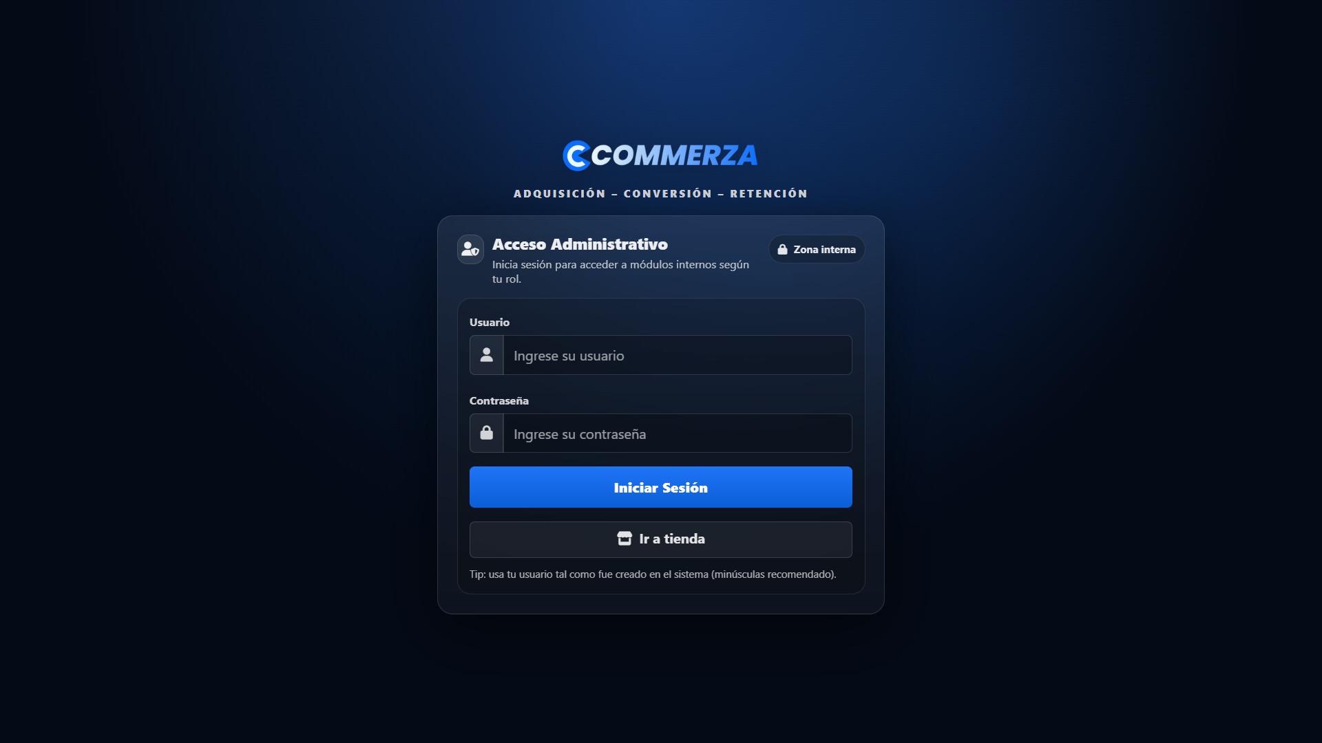 Login premium de Commerza